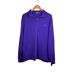 Polo Ralph Lauren Grape Purple 100% Cotton Thick Knit 1/4 Zip Pullover Sweater